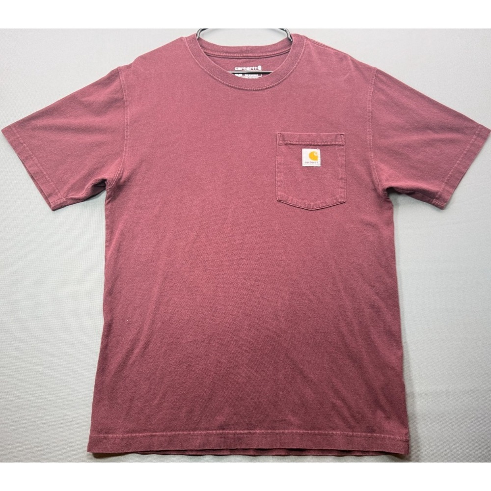 Carhartt Mens Small Loose Fit Short Sleeve Pocket T-Shirt Maroon Burgundy S